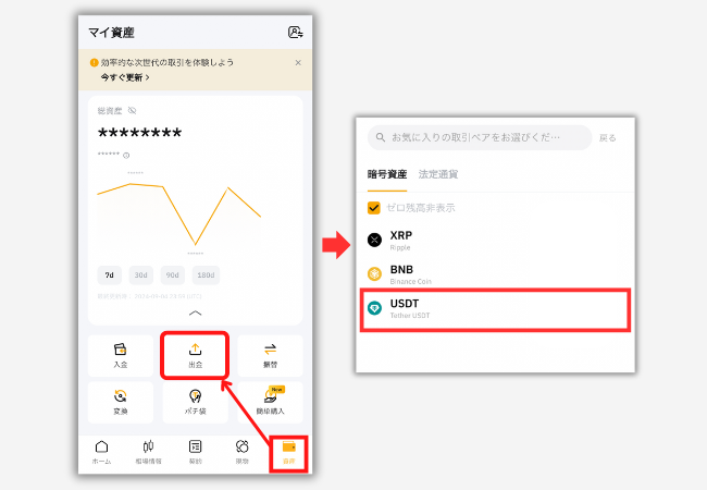 BybitからPBRレンディングにUSDTを送金する手順1