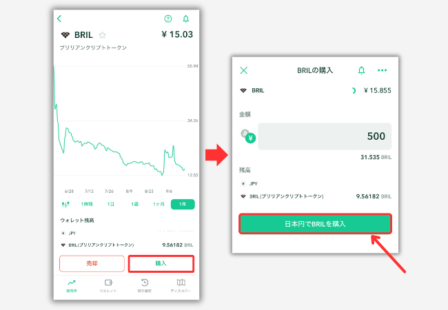 【コインチェック】販売所でBRILを買う手順2