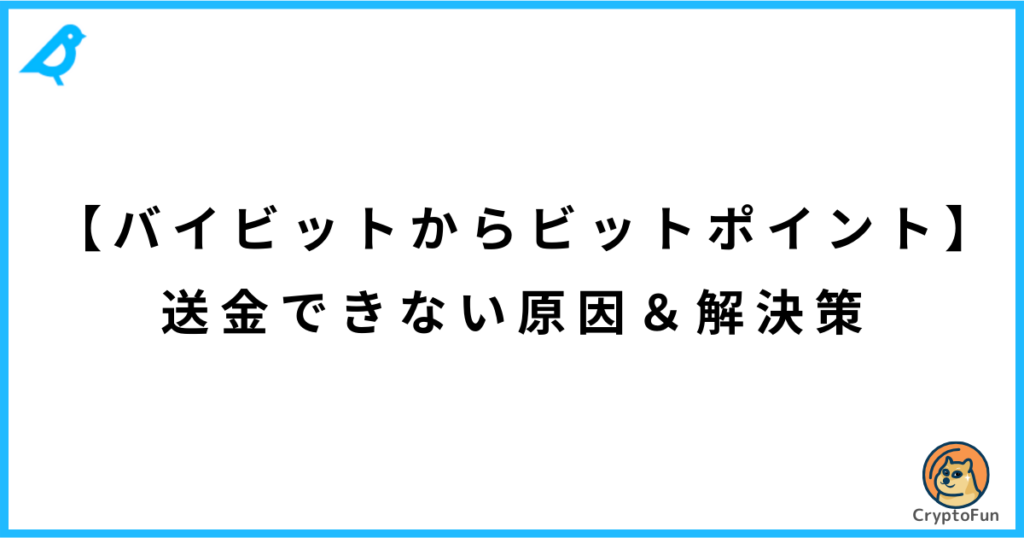 【バイビットからビットポイント】送金できない原因と解決策