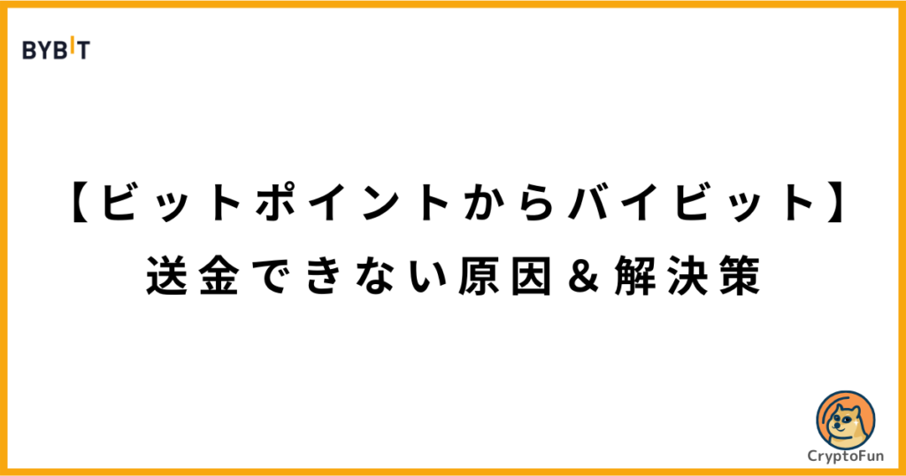 【ビットポイントからバイビット】送金できない原因と解決策