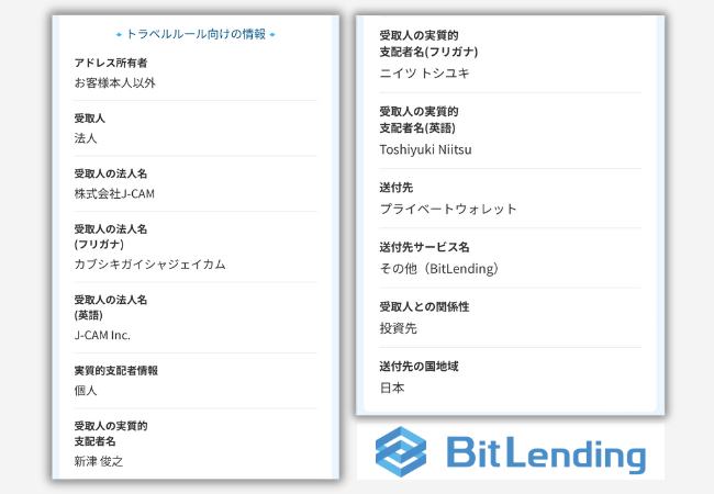 ビットレンディング（BitLending）のトラベルルール情報