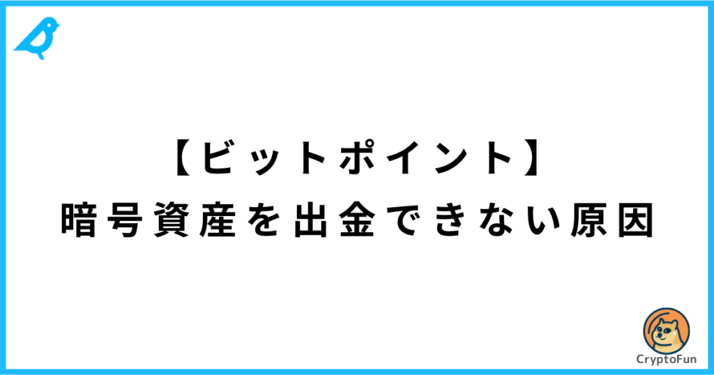 【ビットポイント】暗号資産を出金できない原因と解決策