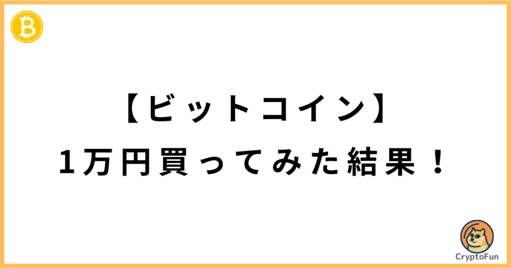 【ビットコイン】1万円買ってみた結果！