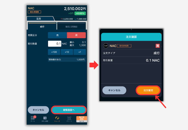 GMOコインで仮想通貨NAC（NOT A HOTEL COIN）を買う手順2