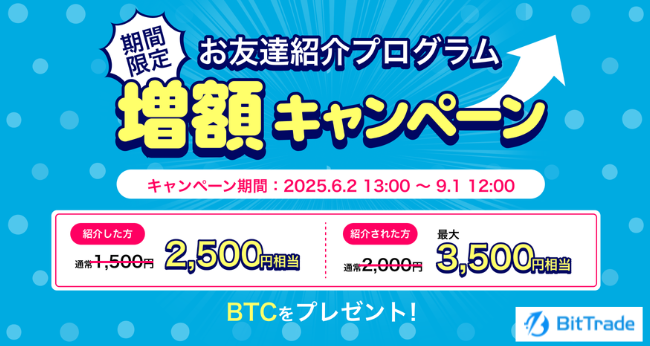 BitTraedeの紹介コード特典（2025年9月1日まで増額中）