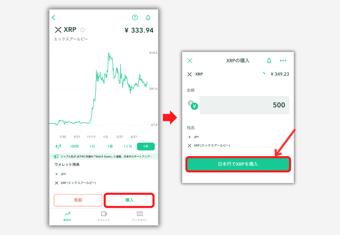 コインチェック「販売所」でXRPを買う手順2
