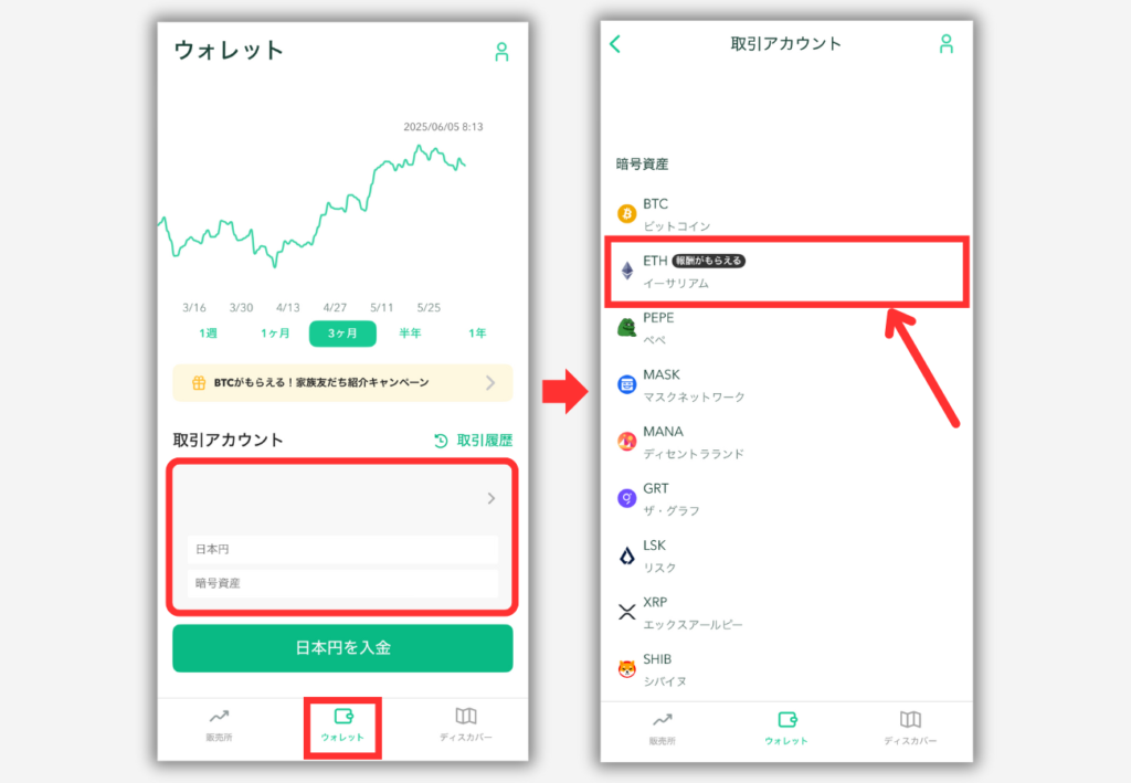 コインチェックでPBRレンディングの宛先（ETH）を登録する手順1