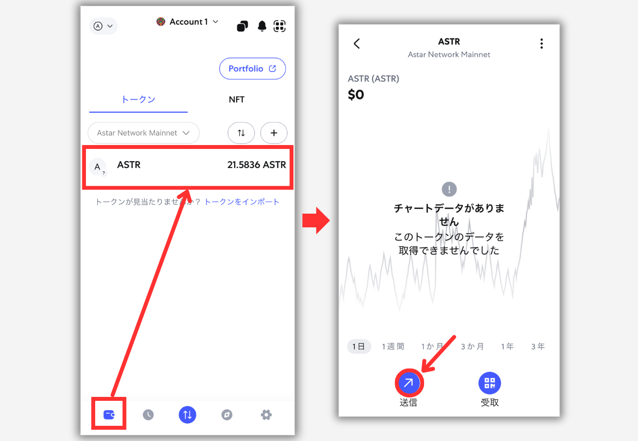 メタマスクからBitTradeにASTRを送金する手順1