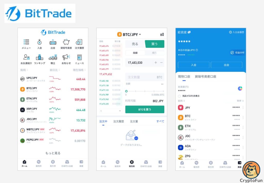 ビットトレードの取引画面