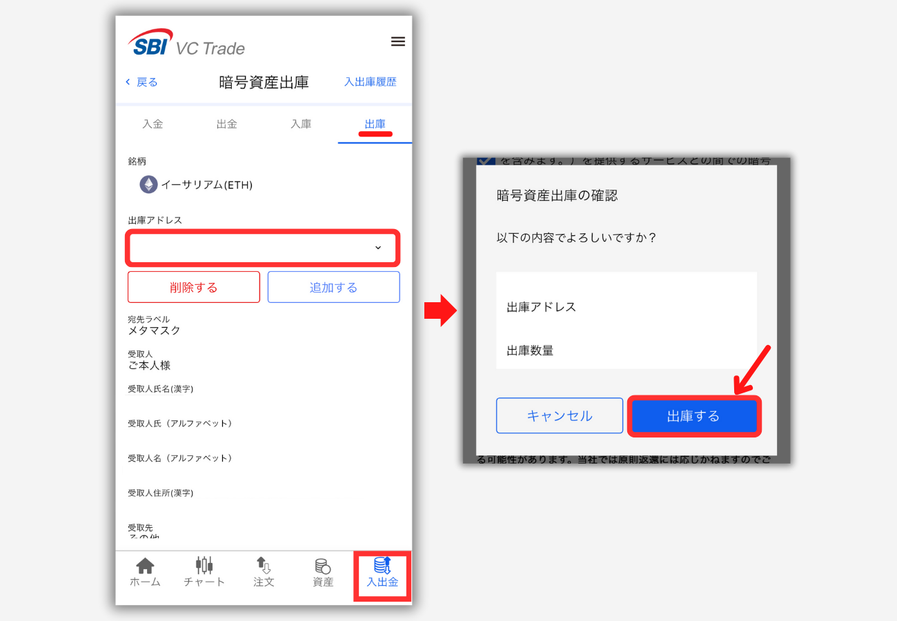 SBI VCトレードからメタマスクにETHを送金する手順