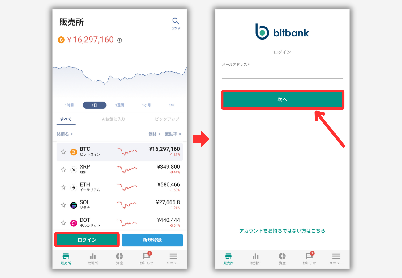 bitbankにログインする手順
