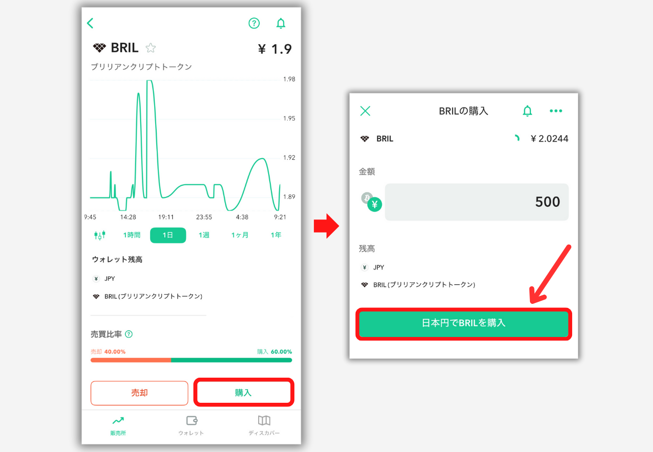【コインチェック】販売所でBRILを買う手順2