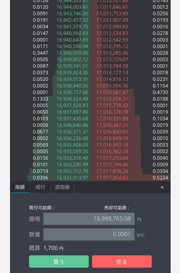 【スマホ】BITPOINT PROの取引手順3
