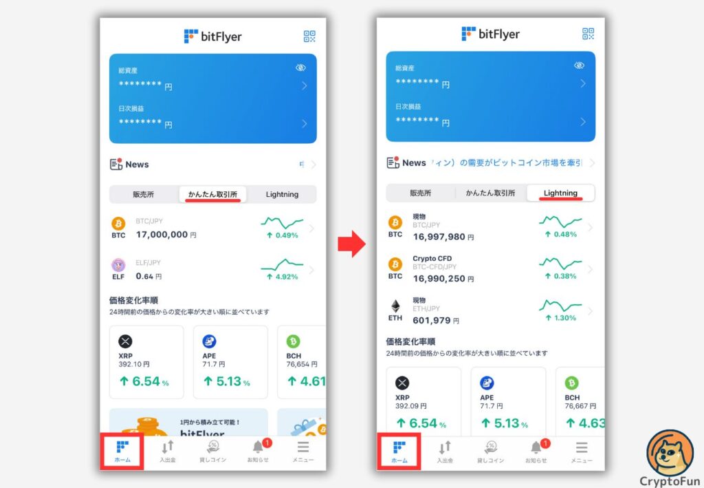ビットフライヤー「取引所・Lightning」の開き方