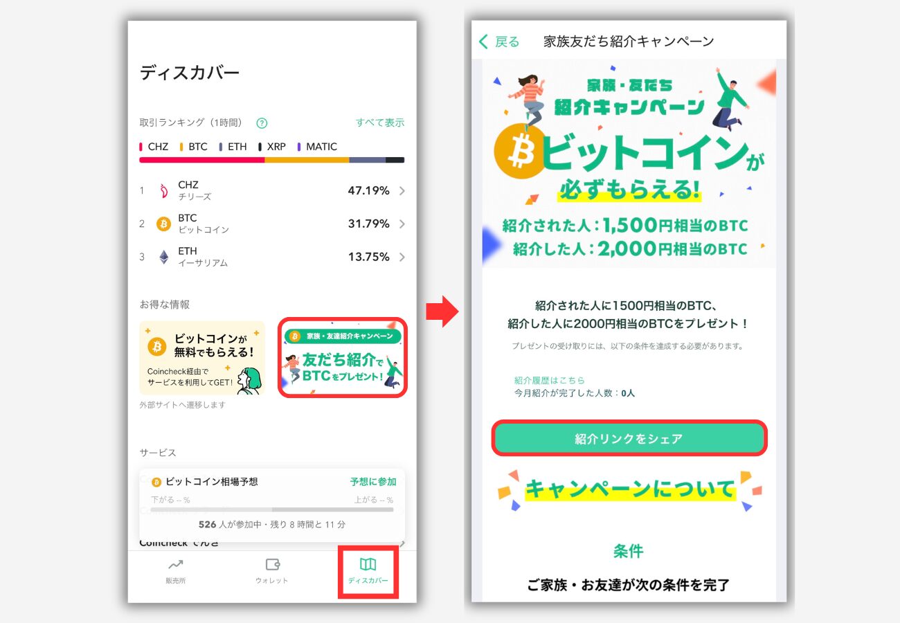 【コインチェック】自分の紹介リンクを確認する手順